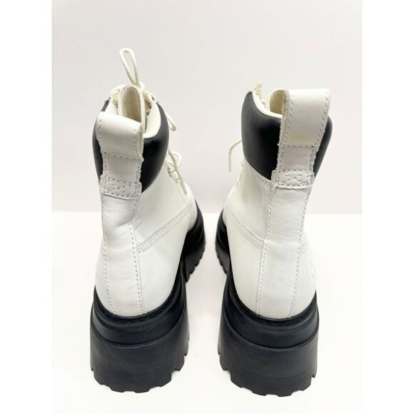 Timberland Boots Sky 6 Inch White Nubuck Leather Size 7 Womens Block Heel NEW - Picture 6 of 9